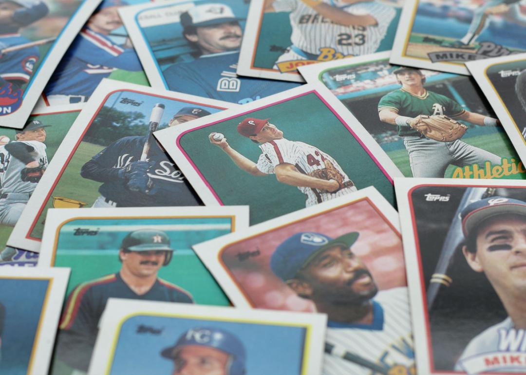 A collection of vintage baseball cards.