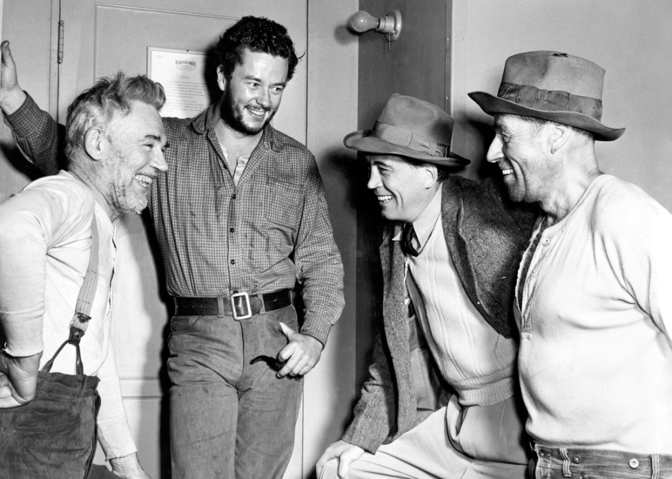 Tim Holt, Walter Huston, and John Huston on the set of ‘The Treasure of the Sierra Madre’.
