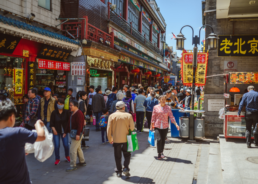 Busy market street in Beijing