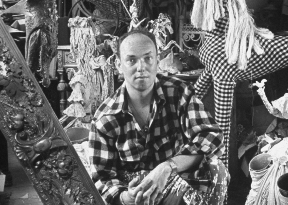 Tony Duquette poses in his Hollywood studio.