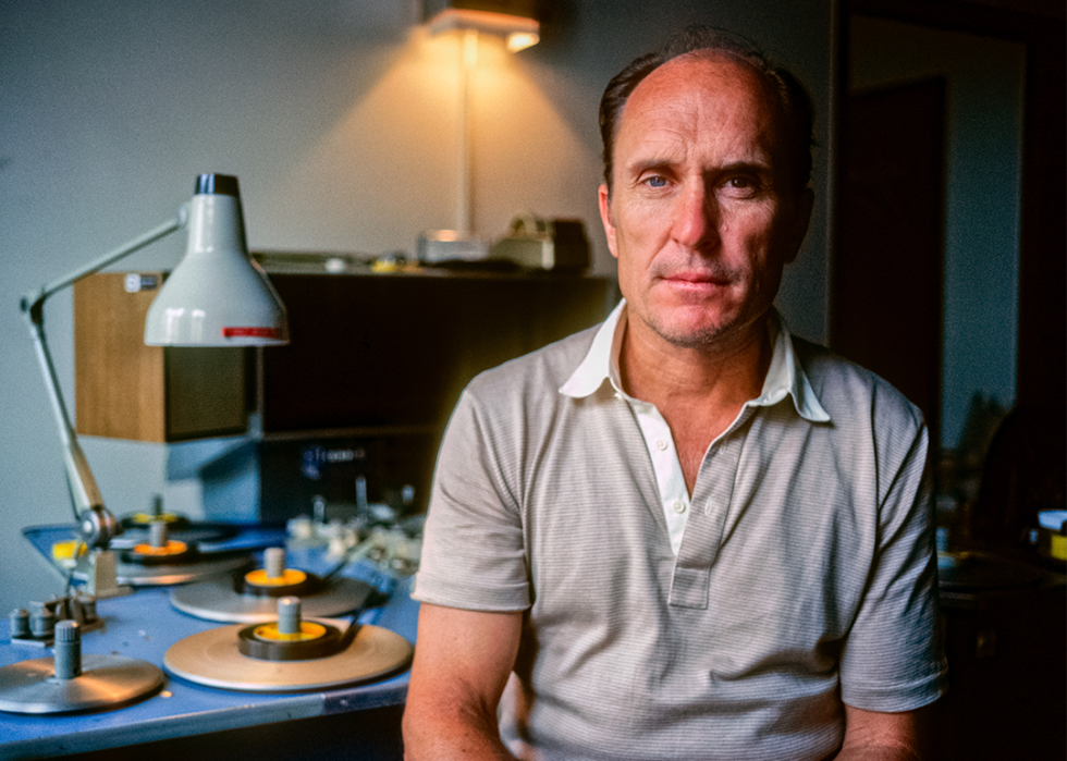 Robert Duvall poses for a portrait in a film editing suite.