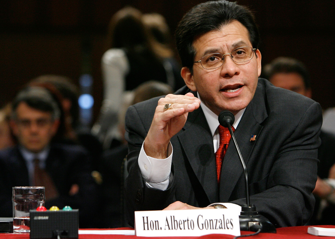 Attorney General Alberto Gonzales testifies during a Senate Judiciary Committee hearing.