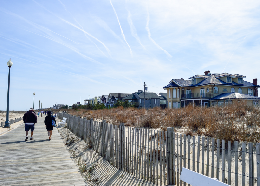 A boardwalk near a beach