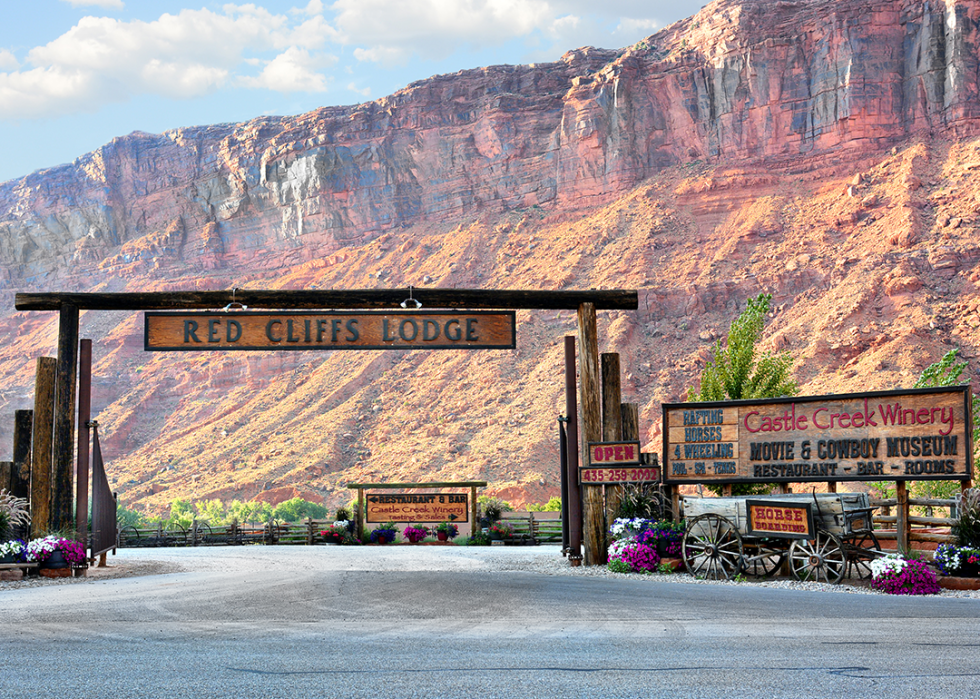 Entrance to Red Cliffs Lodge in Moab.