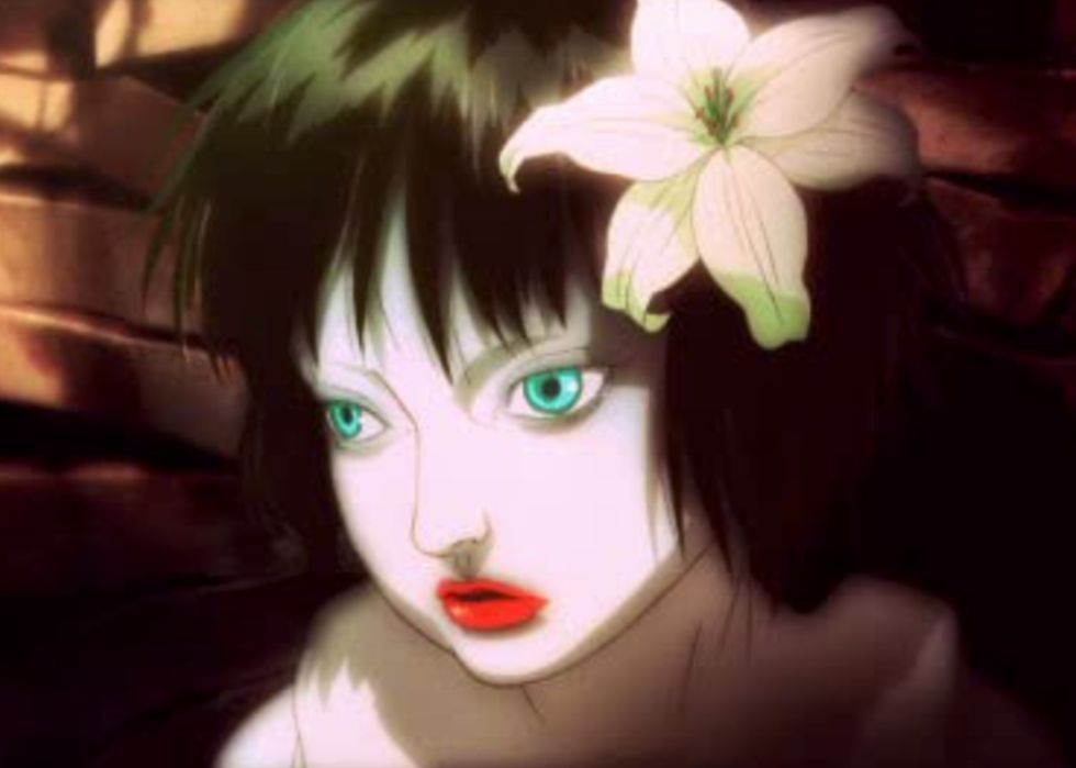 Illustration of female character with flower in hair