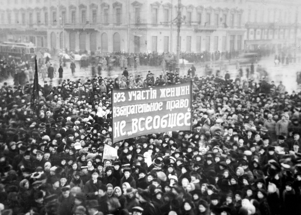  Women's Suffrage Demonstration on the Nevsky Prospekt in Petrograd on March 8, 1917