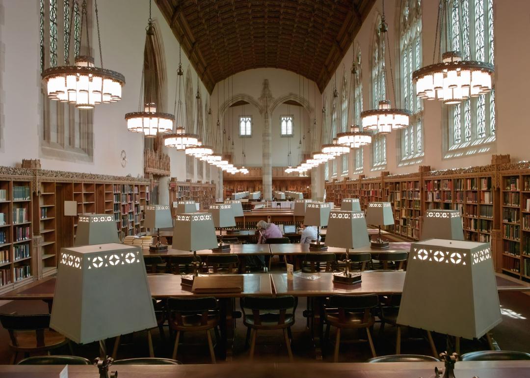 Interior main reading room at Sterling Library