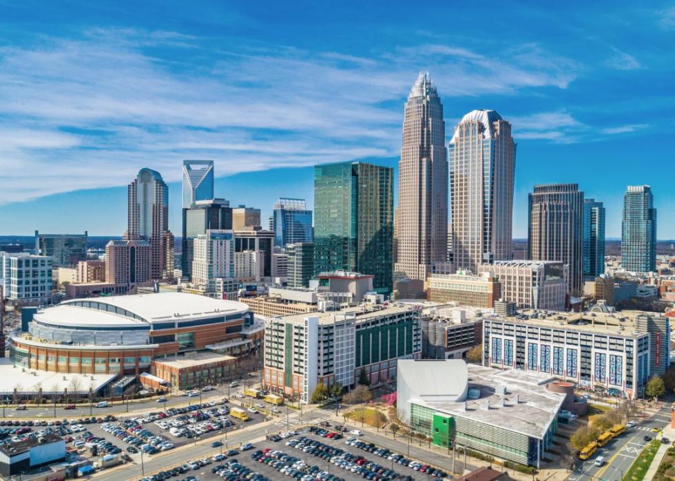 Aerial view downtown Charlotte.