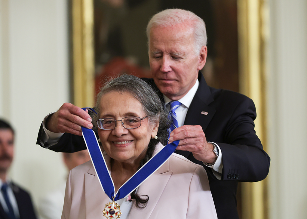 President Joe Biden presents the Presidential Medal of Freedom to Diane Nash.