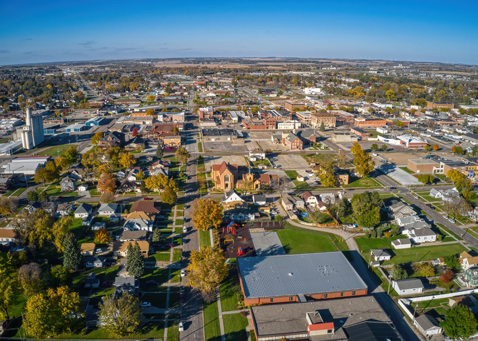 An aerial view of Norfolk in autumn.