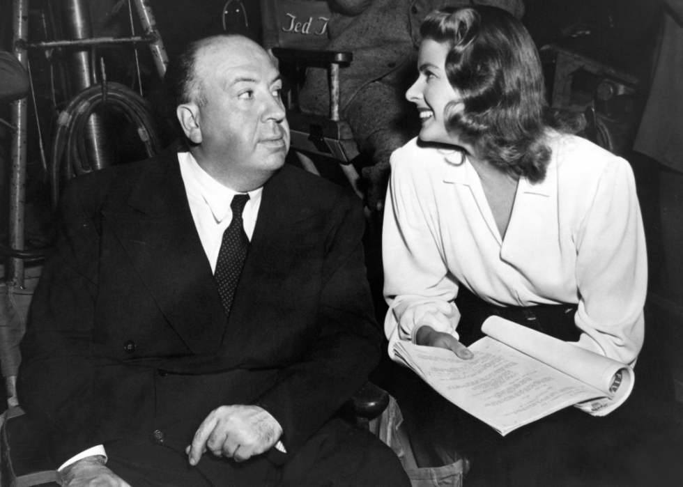 Alfred Hitchcock and Ingrid Bergman on the set of ‘Notorious’.