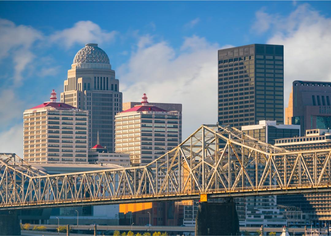 Downtown Louisville buildings and bridge.