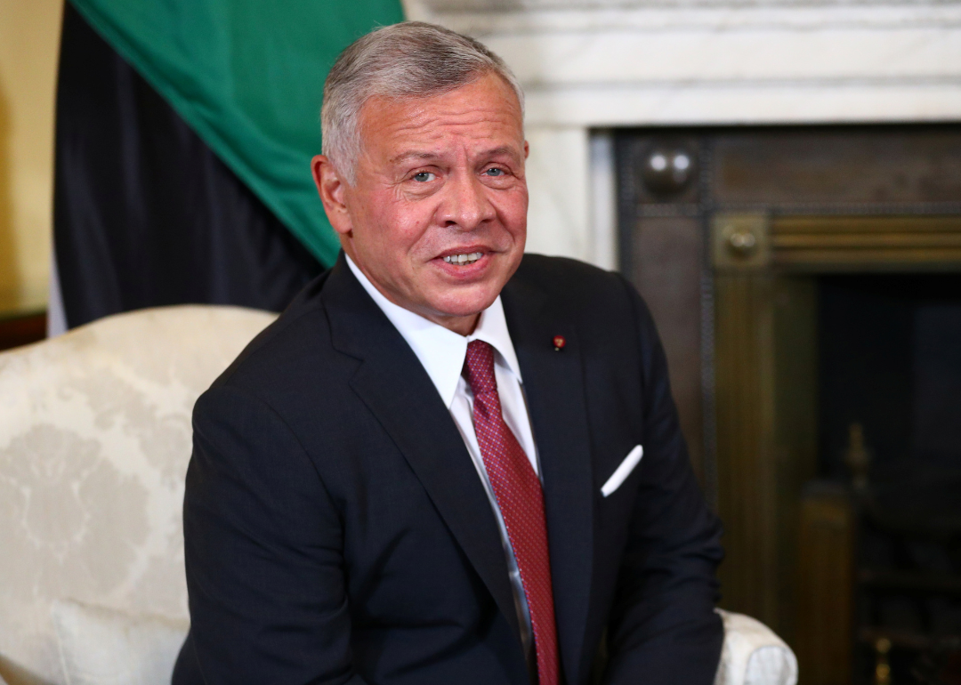 King Abdullah II seated at Downing Street meeting.