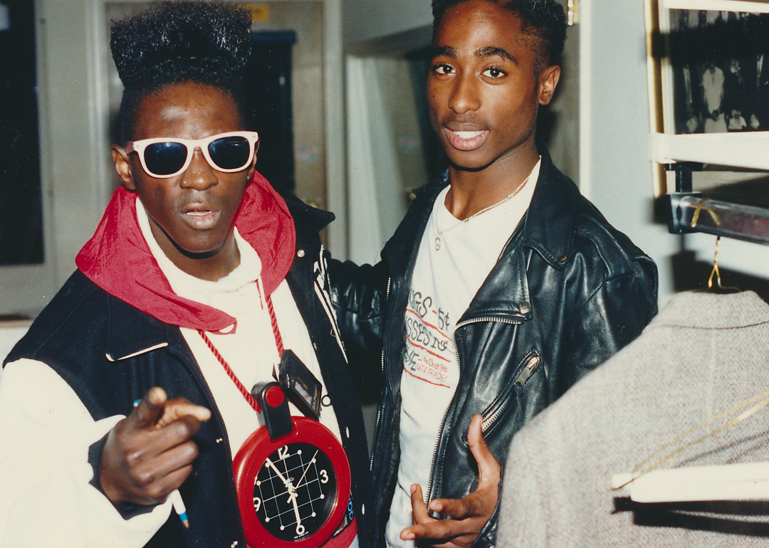 Flavor Flav and Tupac Shakur backstage at 1989 American Music Awards.