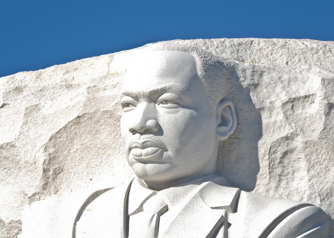 Cropped view of Martin Luther King Jr. Memorial in Washington DC.