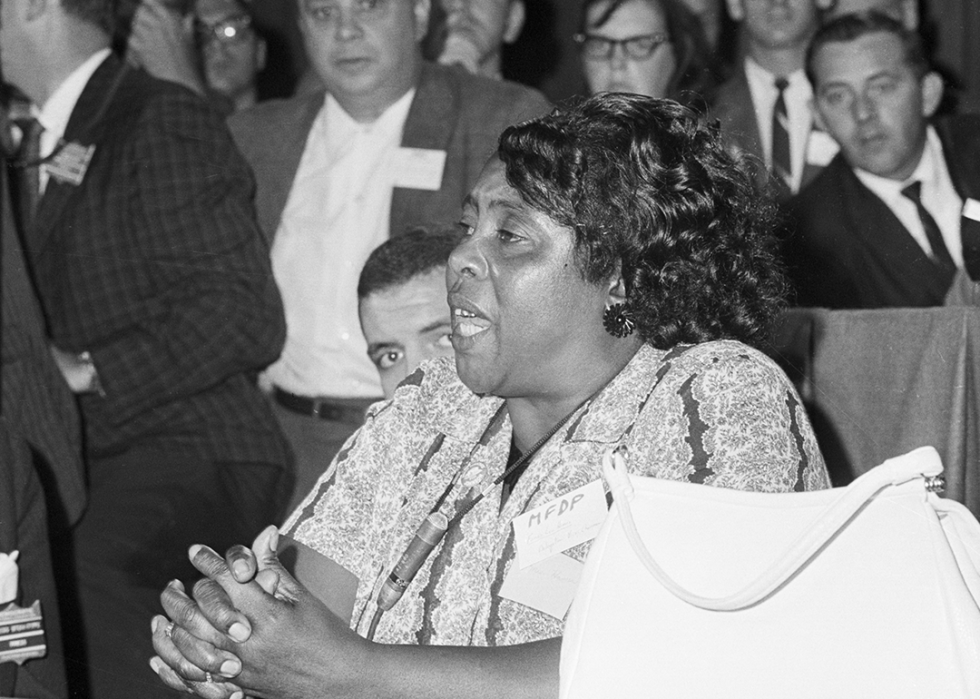 Fannie Lou Hamer speaking at the Democratic National Convention.