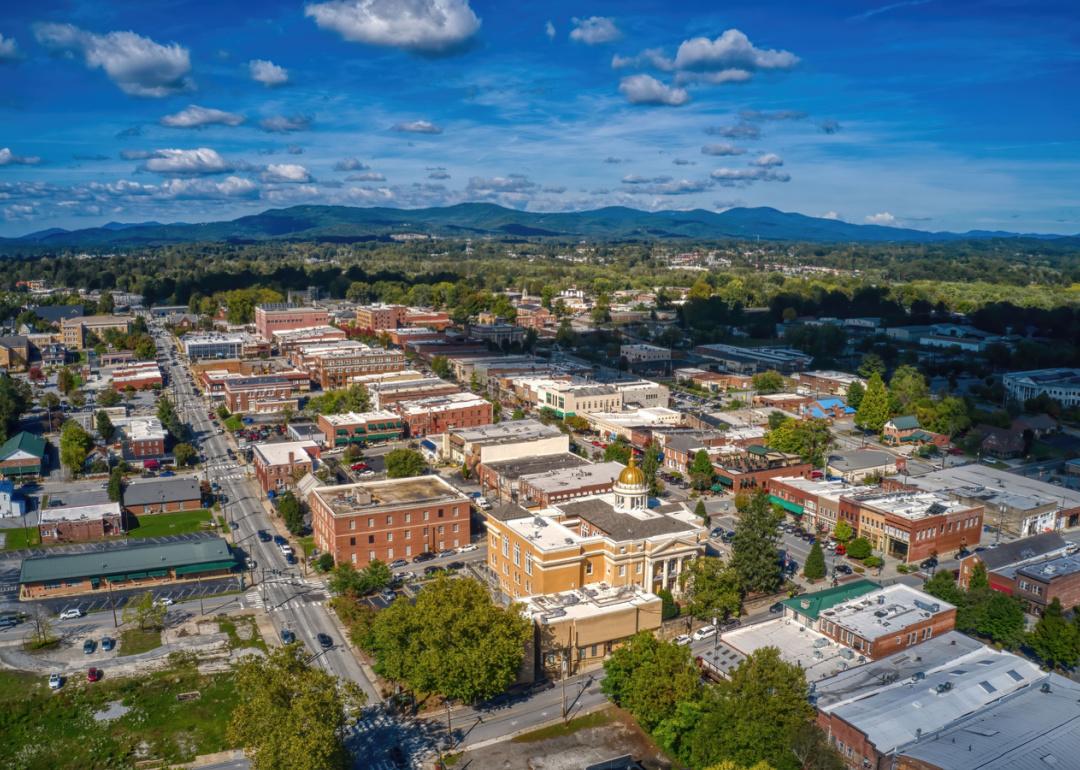 Aerial view of downtown Hendersonville.
