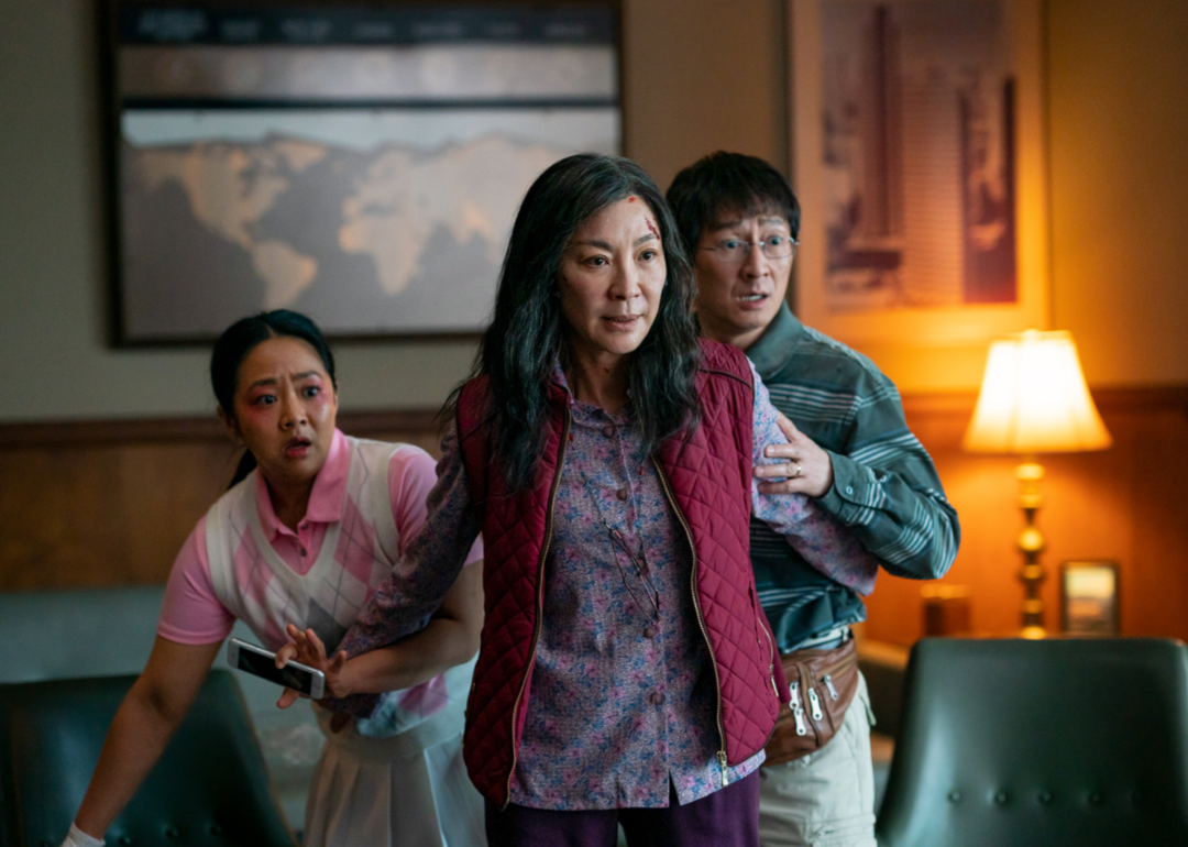 Michelle Yeoh, Ke Huy Quan, and Stephanie Hsu in ‘Everything Everywhere All at Once’