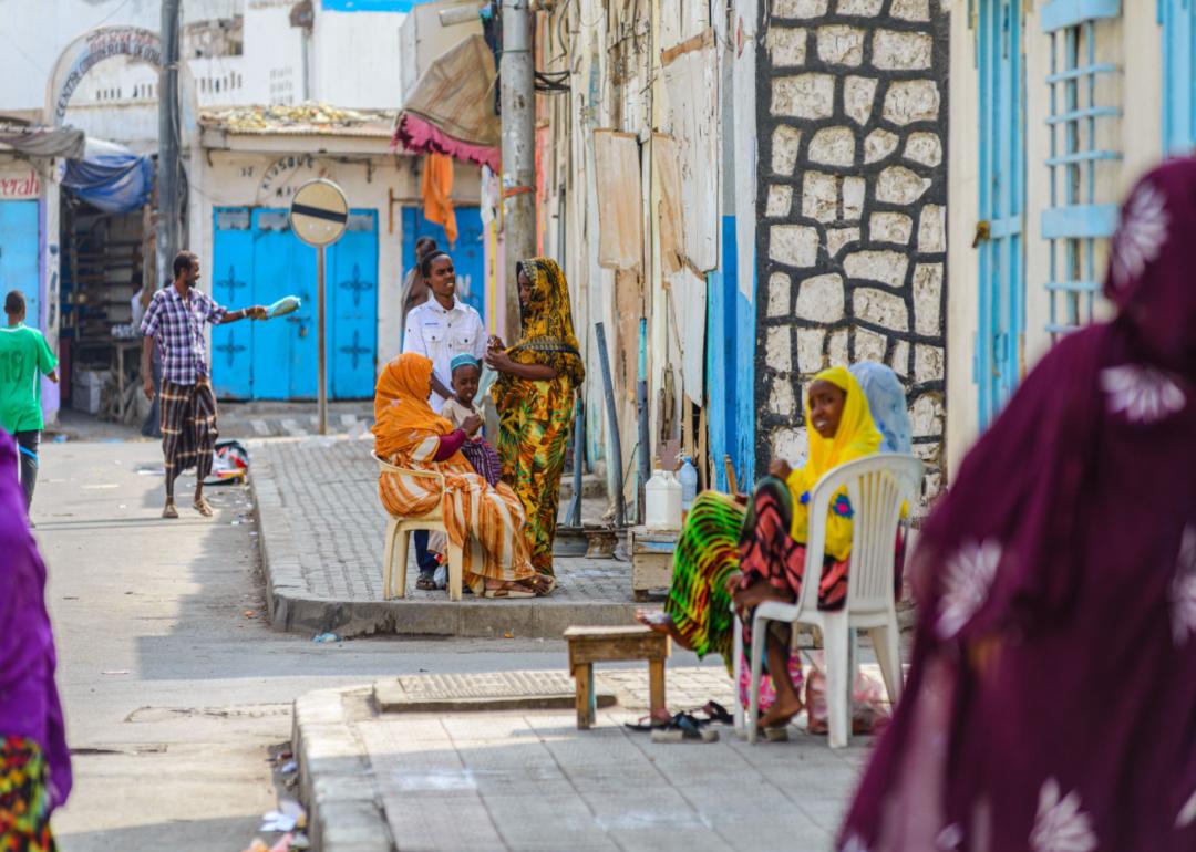 Locals on a street in downtown Djibouti