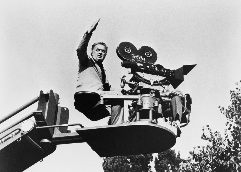 Federico Fellini directing from camera