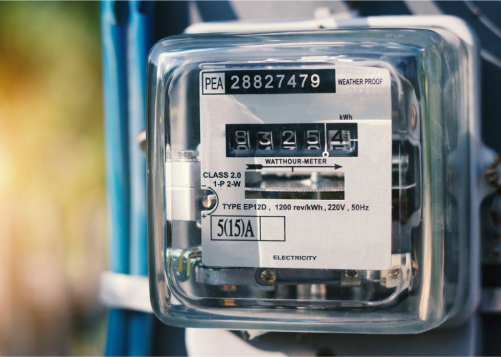 Photo shows a close-up shot of an exterior gas meter