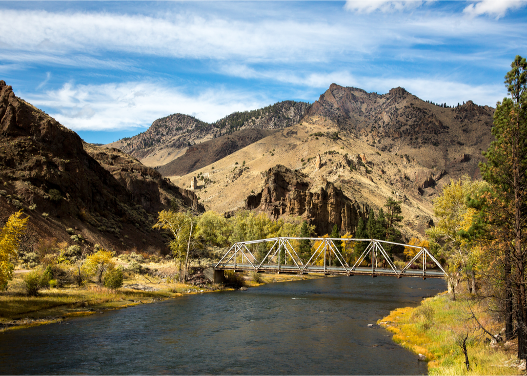 A bridge spans a river