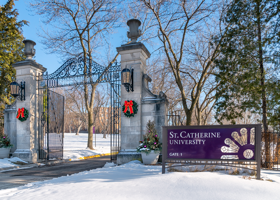 St. Catherine University entrance gate and logo.