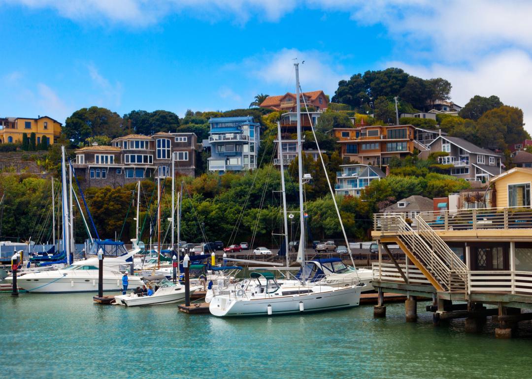 Yacht harbor and waterfront in Tiburon