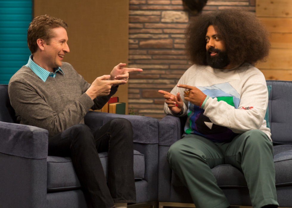 Scott Aukerman and Reggie Watts in an episode of ‘Comedy Bang! Bang!’
