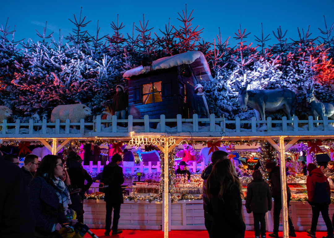 People visit the Christmas Market in Brussels, Belgium.