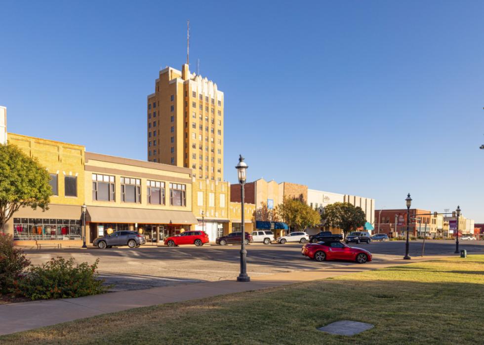 A downtown street.
