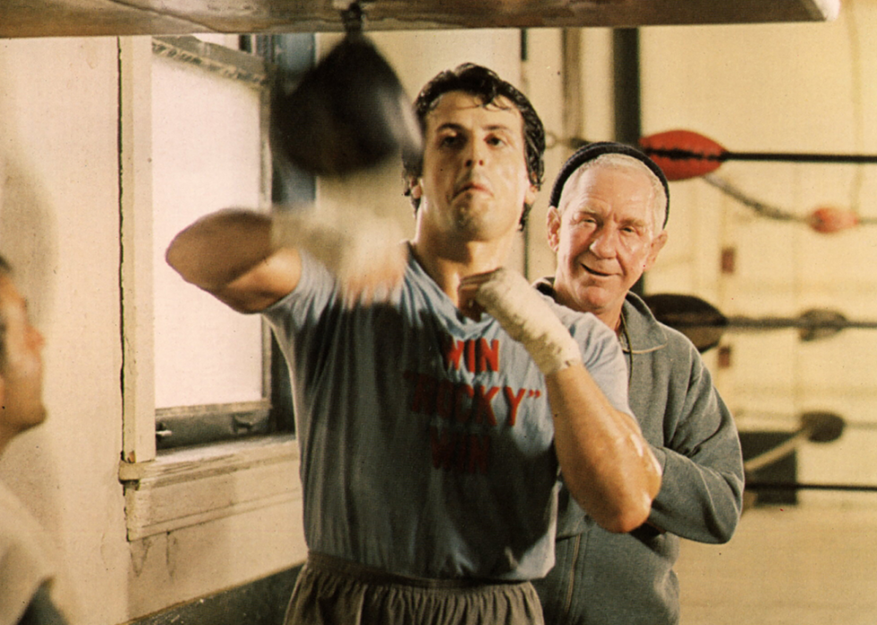Sylvester Stallone and Burgess Meredith in ‘Rocky’.