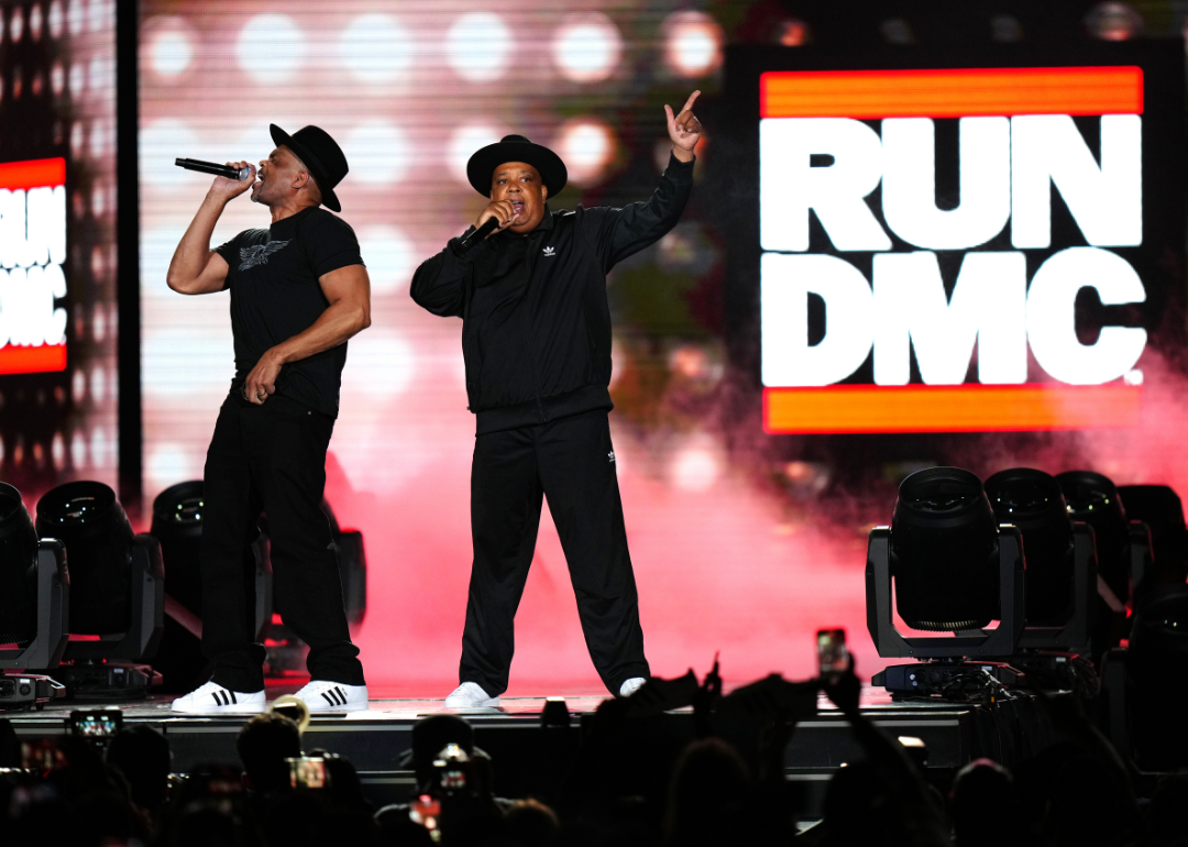 Run DMC performs during the Hip Hop 50 Live.