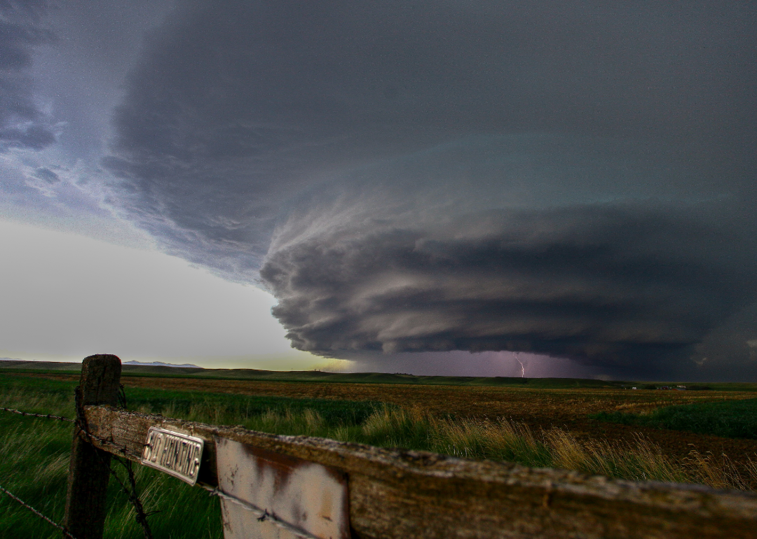 Dramatic sky over landscape.