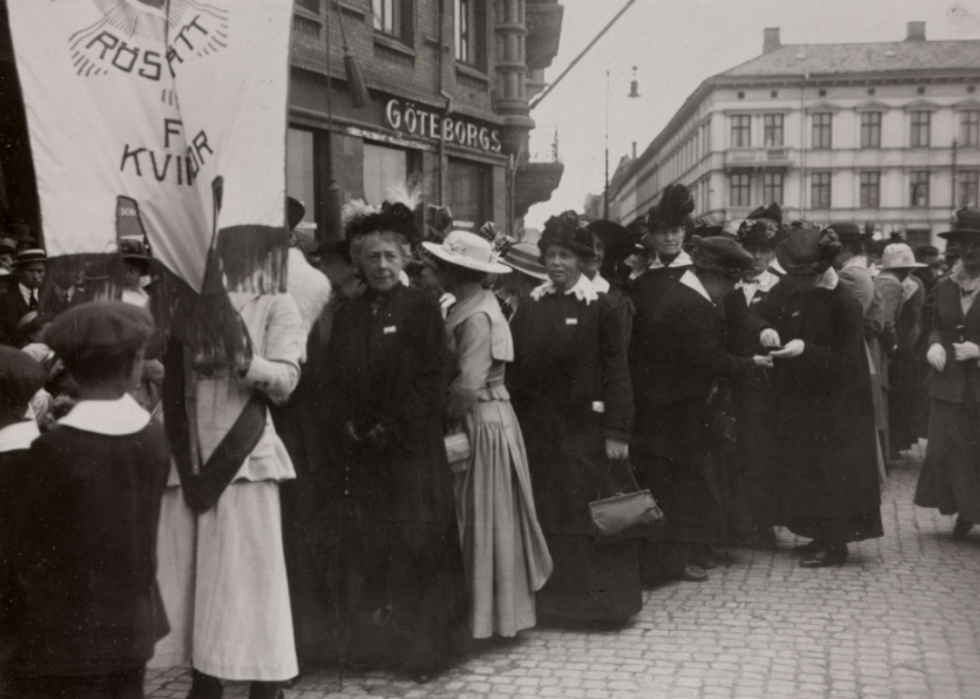 A demonstration for women's suffrage in Gothenburg, Sweden, in June 1918