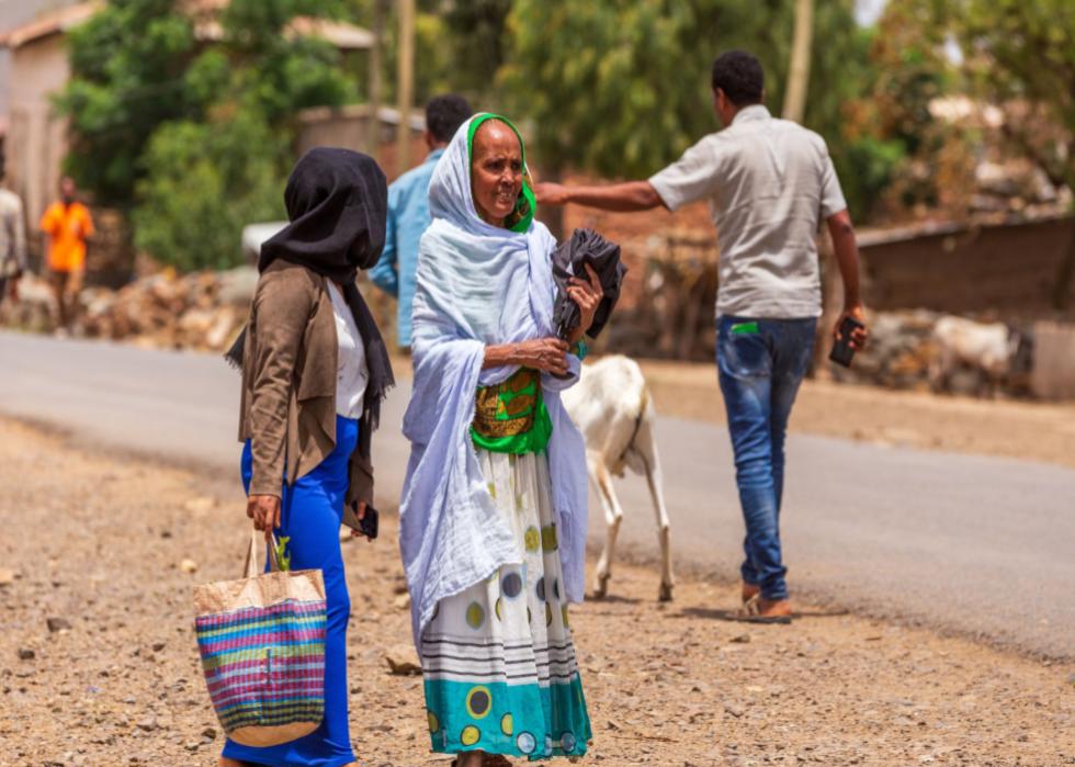 People walking on the street in Aksum