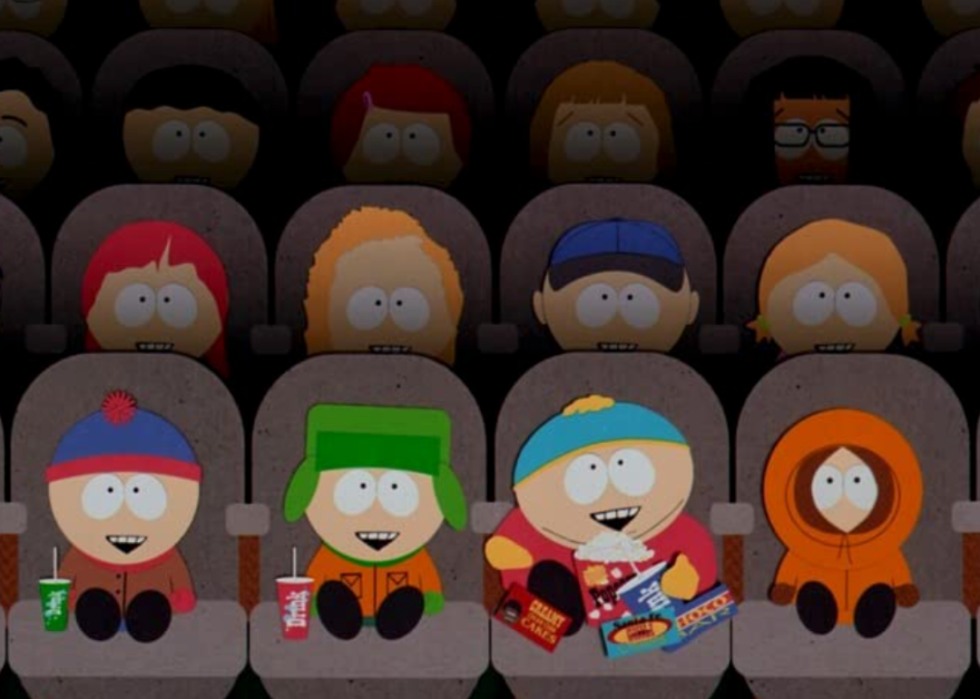 South Park characters sit in a movie theater