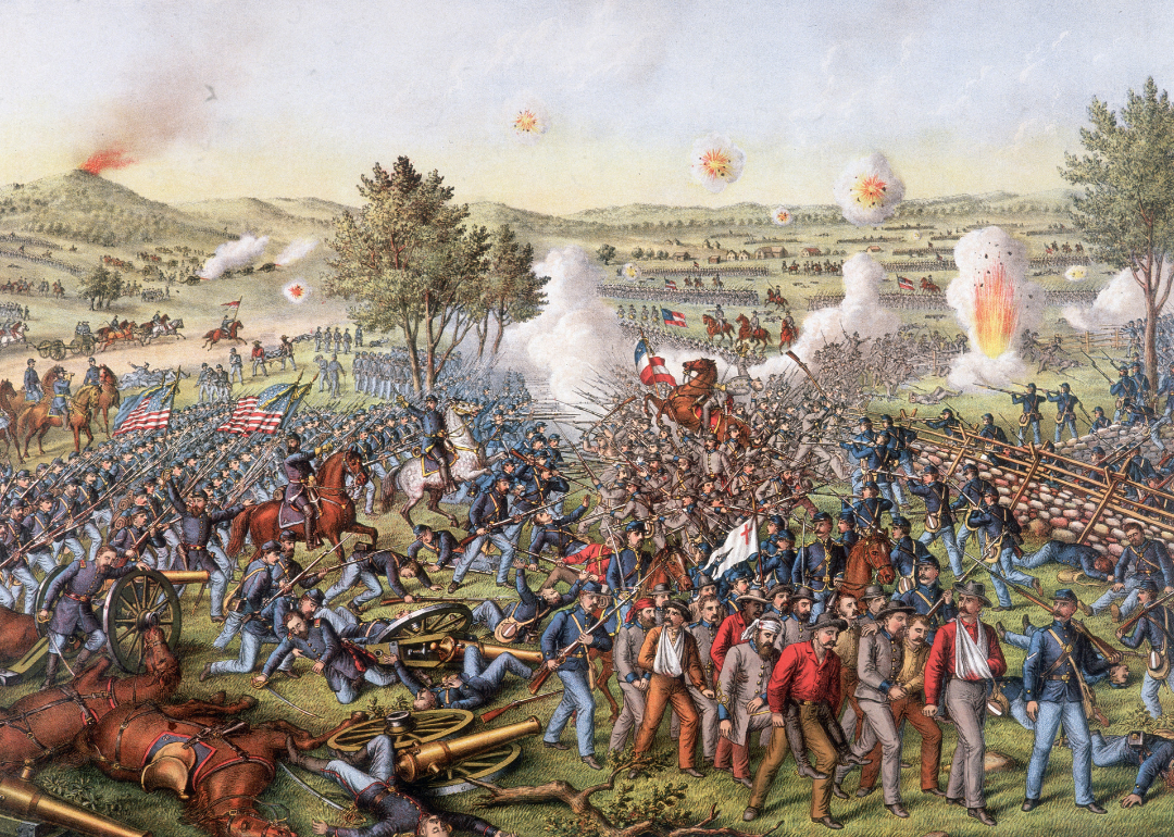 Color illustration of the Battle of Gettysburg.