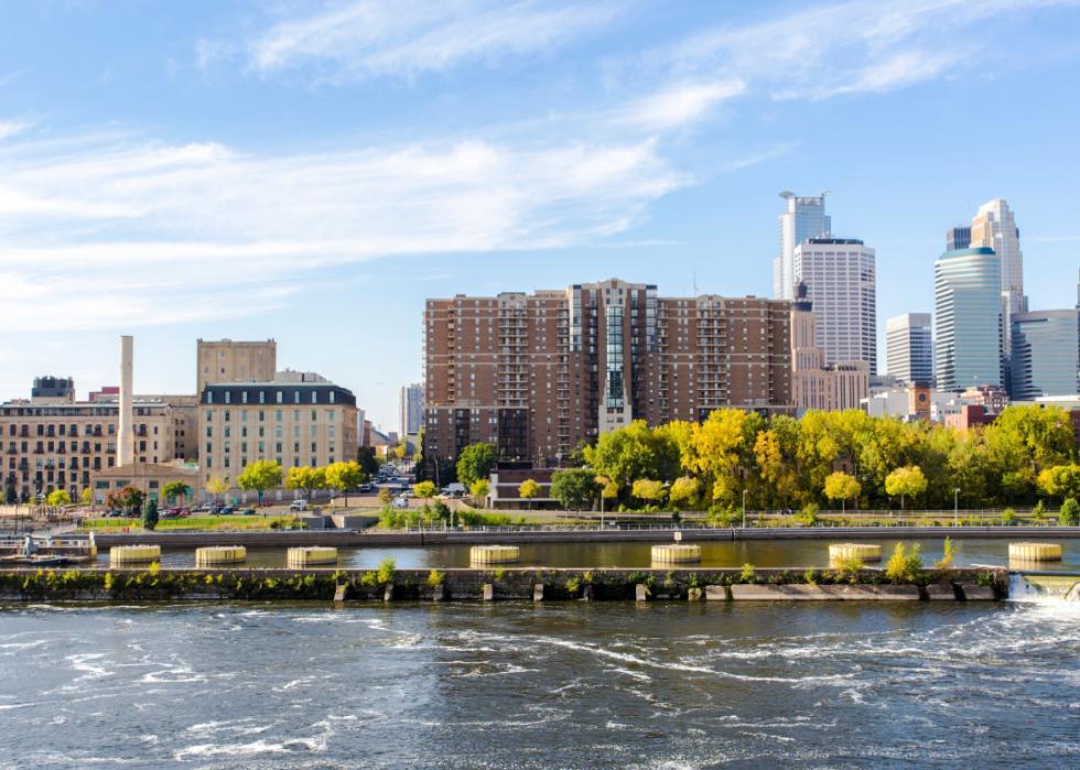 Downtown Minneapolis overlooking Mississippi River.