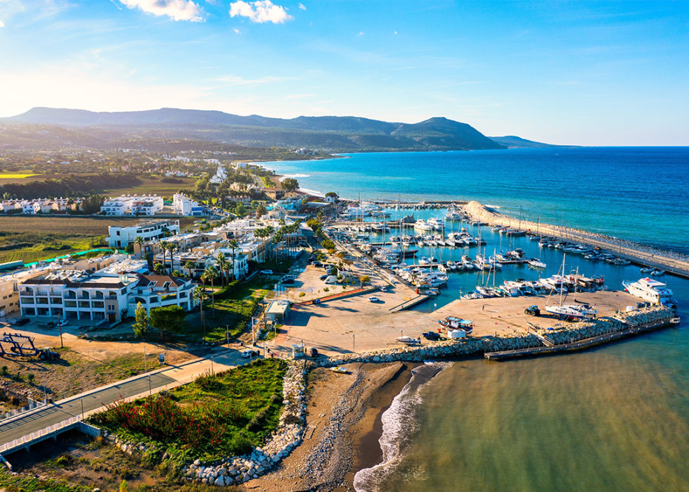 Aerial view of Latchi harbour.