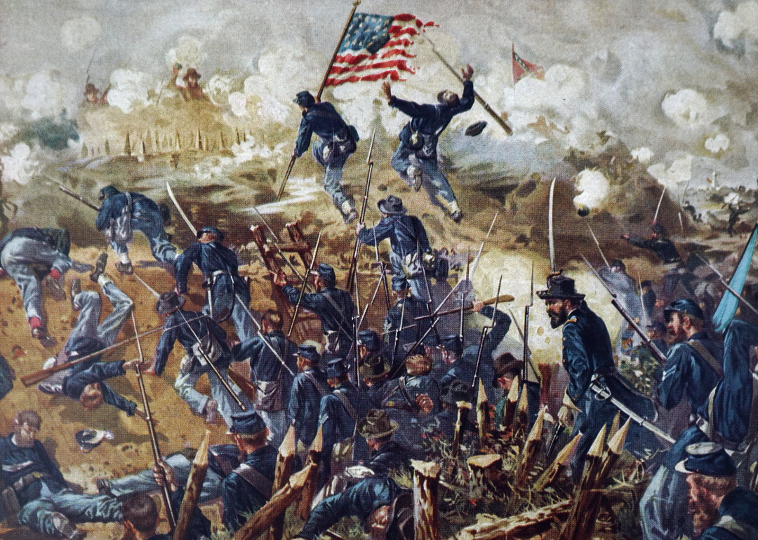 Oil painting depicting the Siege of Vicksburg.