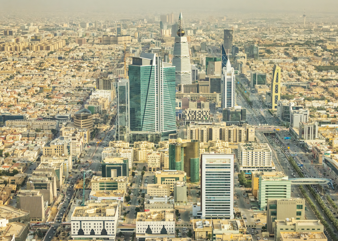 Aerial view of Riyadh, Saudi Arabia.