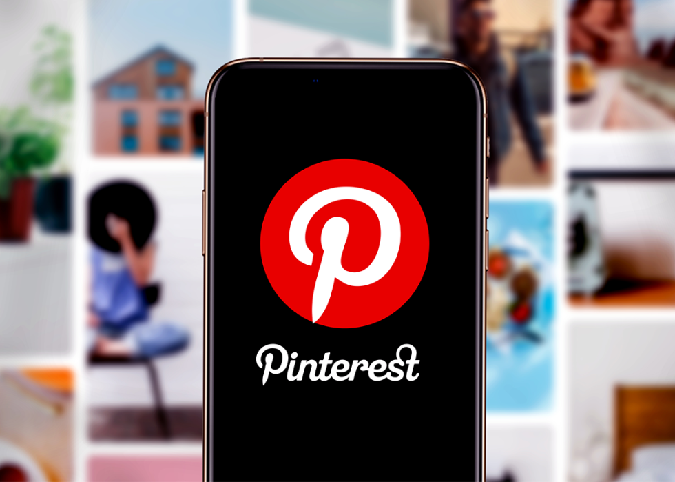 Pinterest logo on phone.