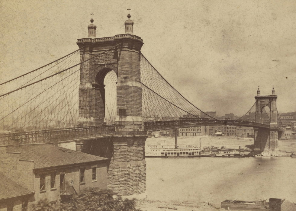 The Cincinnati and Covington Suspension Bridge.