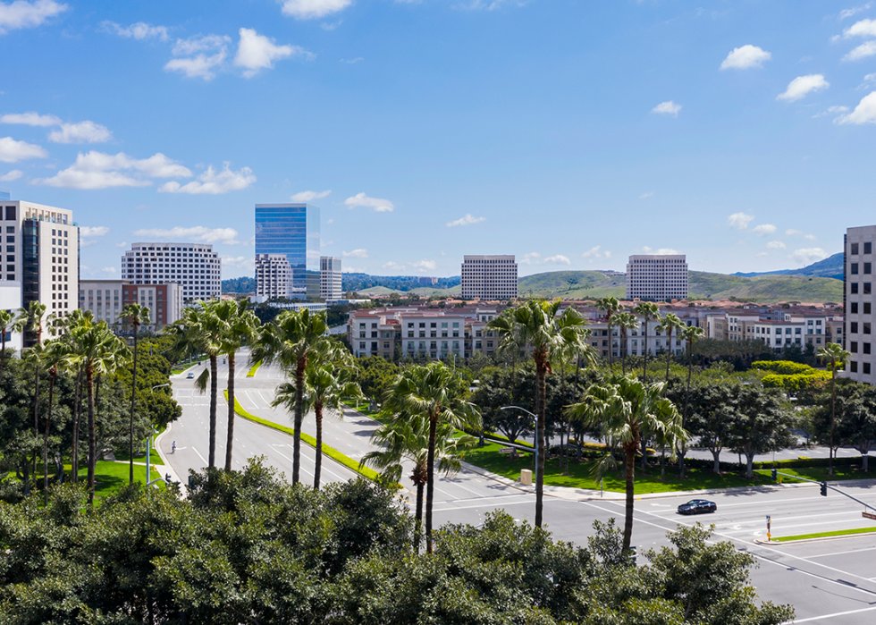 Aerial view of Irvine on a sunny spring day.