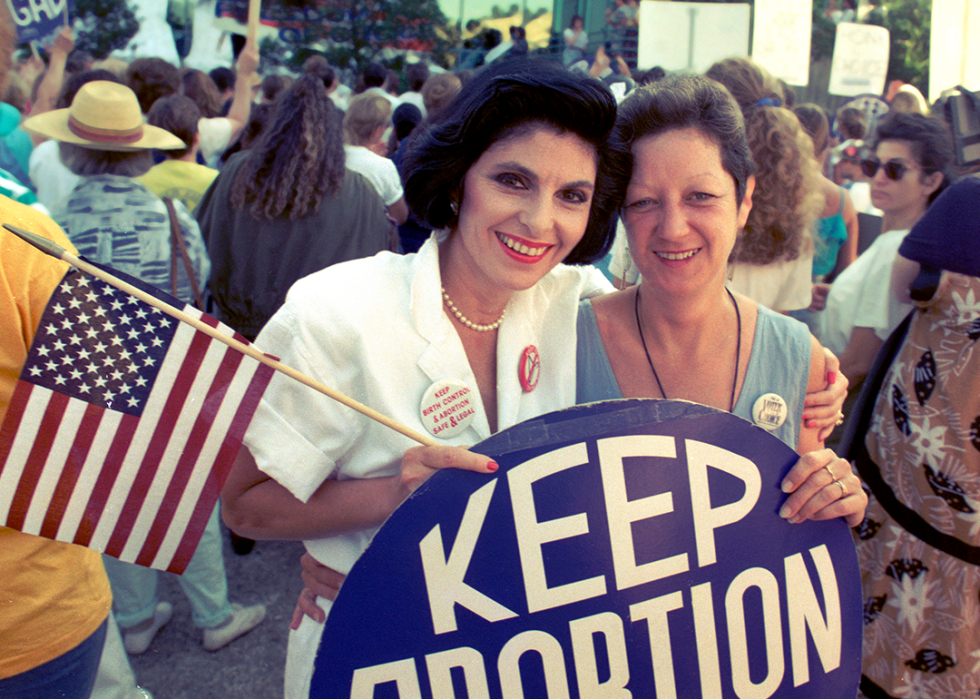 Gloria Allred and Norma McCorvey at pro-choice rally.
