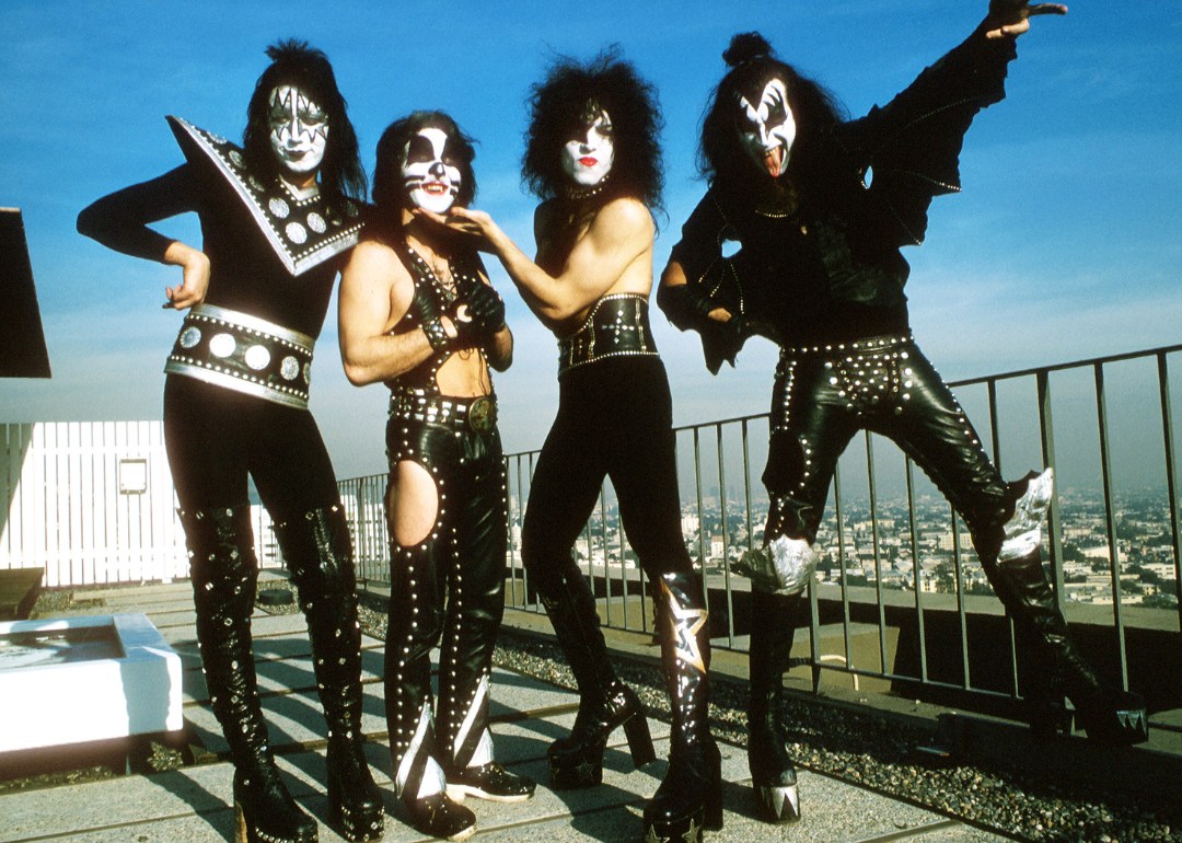 Ace Frehley, Paul Stanley, Peter Criss, and Gene Simmons pose for a portrait.
