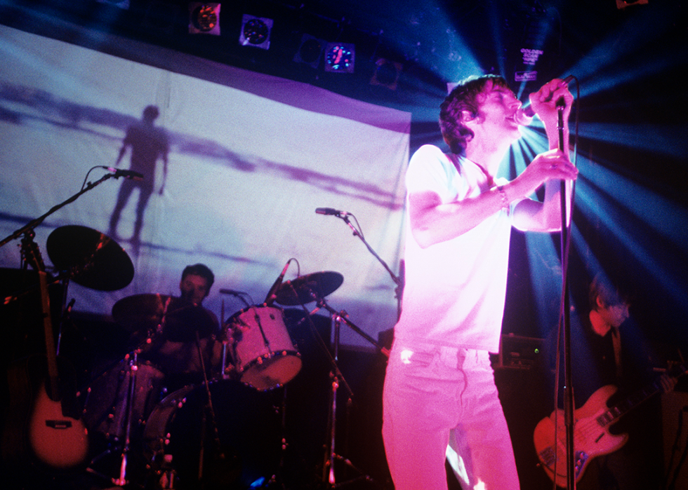 Richard Ashcroft, Peter Salisbury, and Simon Jones perform at Irving Plaza.