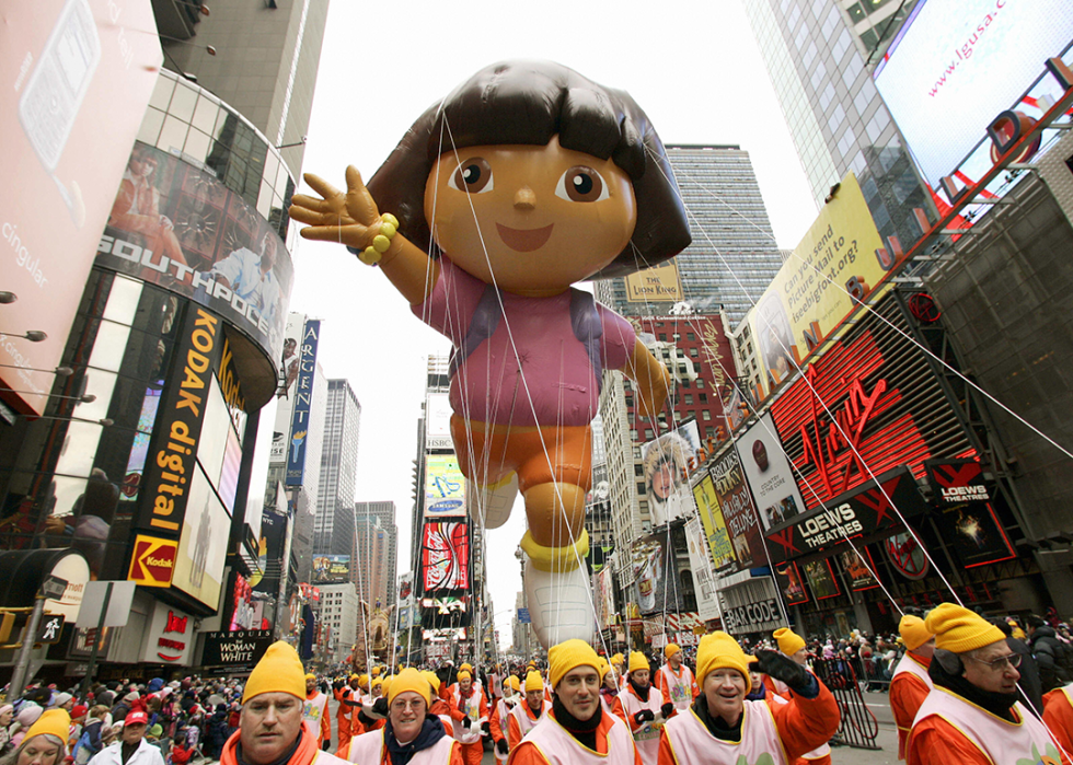 Dora the Explorer float moving down Broadway.