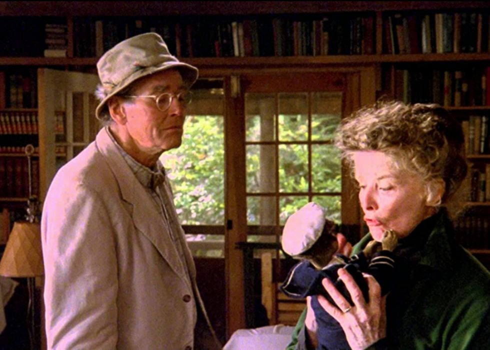Henry Fonda and Katherine Hepburn is a scene from 'On Golden Pond'